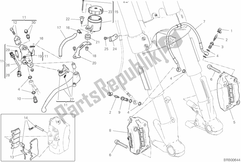 All parts for the Front Brake System of the Ducati Supersport S Brasil 937 2020